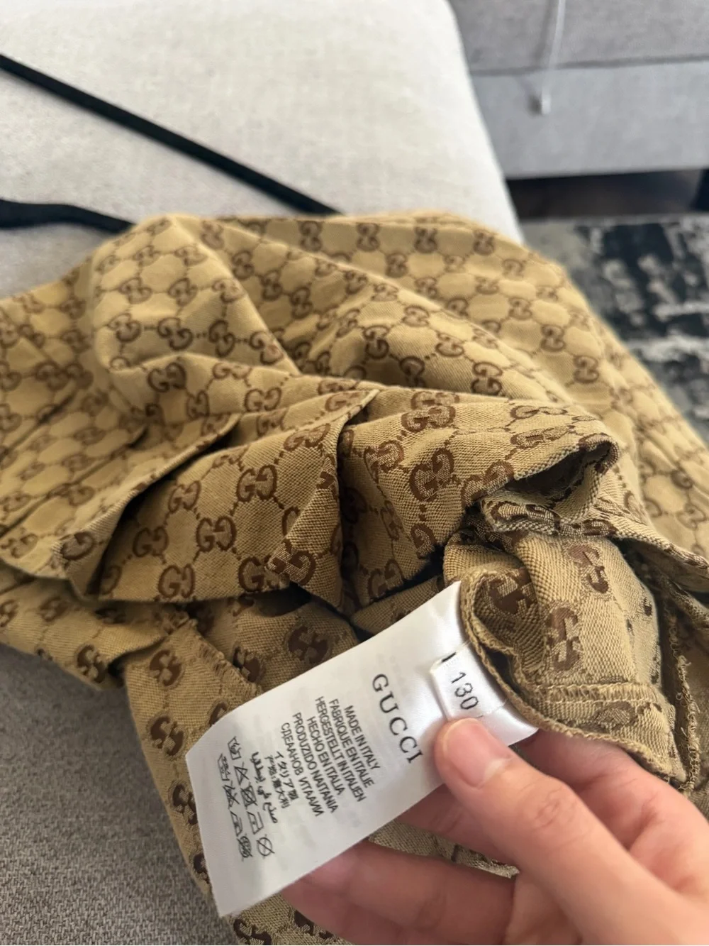 Gucci Beige Monogram Short Sleeve Dress